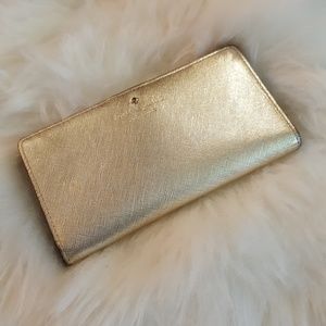 Gold and Navy Blue Kate Spade Wallet, Like New